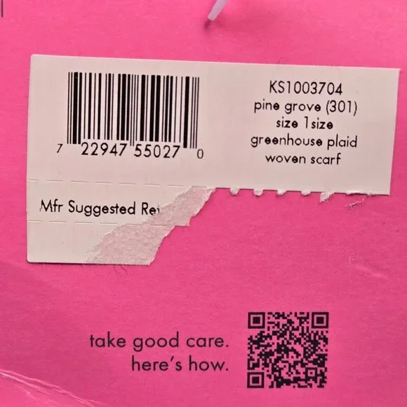 NWT Kate Spade 100% Wool Greenhouse Plaid Scarf - Picture 8 of 8